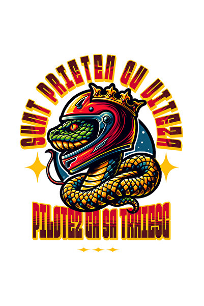 StoryGift Romania Sticker Adeziv Sarpe Rege Cu Casca De Motor Pilotez Ca Sa T...