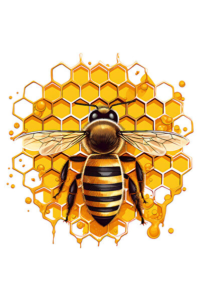 StoryGift Romania Sticker Adeziv 90CM cu o albina, ilustratie, fagure, miere,...