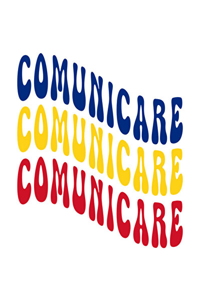 StoryGift Romania Sticker Adeziv 90CM Cuvantul Comunicare, in Culorile Steagu...