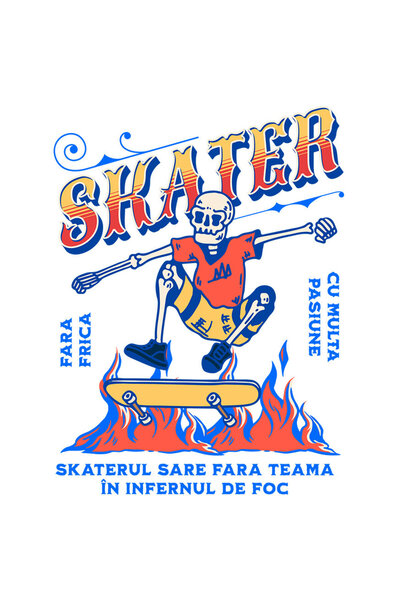 StoryGift Romania Sticker Cu Schelete Craniu Uman Pe Placa De Skateboard Flacari Sport Stradal Text Sare Far