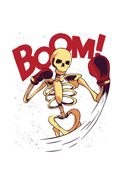 StoryGift Romania Sticker Adeziv 90CM Cu Schelete Uman Jucand Box, Text Boom!, Manusi Rosii Mari De Boxing, Iubi