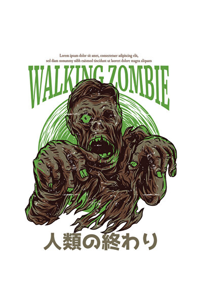 StoryGift Romania Sticker Autocolant 70CM Cu Portret Zombie Horror, Text In Engleza Walking Zombie, Text In Chin