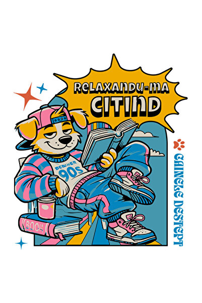 StoryGift Romania Sticker Adeziv 90CM cu Caine Stil Stradal Colorat Vesel Cu ...