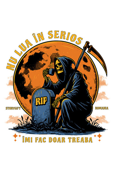 StoryGift Romania Sticker Adeziv 90CM Adeziv Moartea cu cafea si coasa la mor...