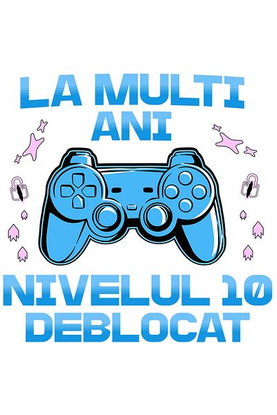 StoryGift Romania Sticker Adhesive 90CM with Video Game Controller Digital World Text Happy Birthday Level 10 Unlocked c
