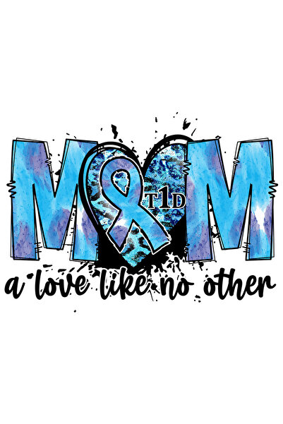 StoryGift Romania Sticker Eticheta 50CM cu mesajul "Mom, a love like no other", diabet de tipul 1, ilustratie, c