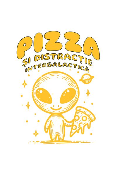 StoryGift Romania Sticker Adeziv 90CM Adeziv Pizza si distractie intergalactica extraterestru in spatiu cu Margi