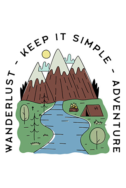 StoryGift Romania Sticker Adeziv 90CM Cu Wanderlust Keep It Simple Adventure, Munte, Camping, Rau, cu Margini A
