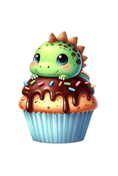 StoryGift Romania Sticker Autocolant 70CM cu un dinozaur micut, ilustratie, briosa, dulce, ciocolata, dulciuri ,