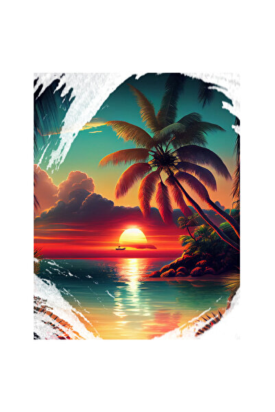 StoryGift Romania Sticker Autocolant 70CM Cu Peisaj Apus De Soare Pe Malul Ma...