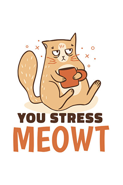 StoryGift Romania Sticker Adeziv 90CM Cu Pisica Suparat Cu Ceasca De Cafea, M...