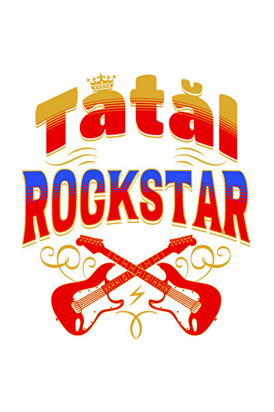 StoryGift Romania Sticker Autocolant 70CM Adeziv Tatal rockstar, muzician, familie, iubire cu Margini Albe, PVC