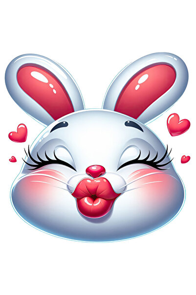 StoryGift Romania Sticker Cu O Iepuroaica Vesela Care Da Un Pupic, Ilustratie...