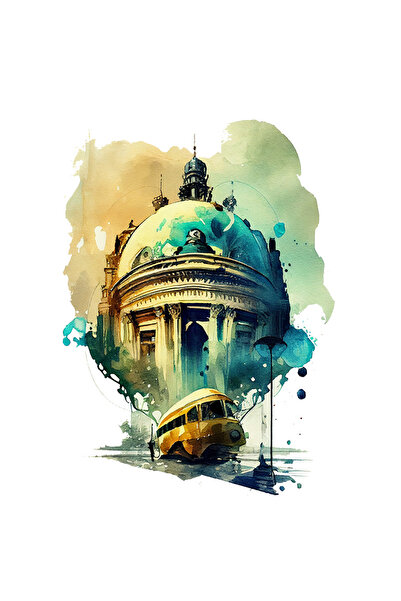 StoryGift Romania Sticker Adeziv 90CM Cu Pictura Abstracta, Cladire Inalta Co...