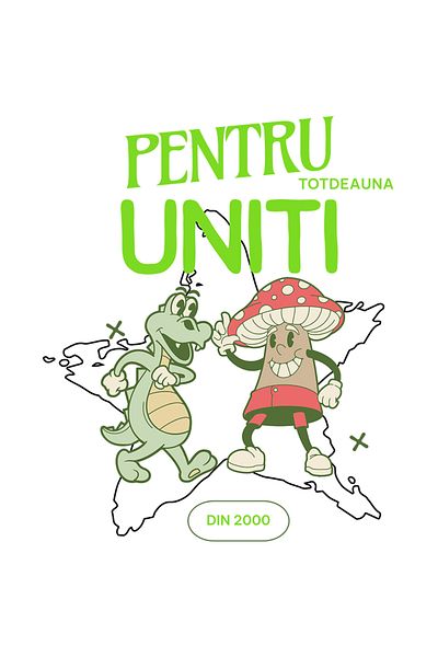 StoryGift Romania Sticker Adeziv 90CM Adeziv Prieteni uniti dragon si ciuperca familie cu Margini Albe, PVC Viny