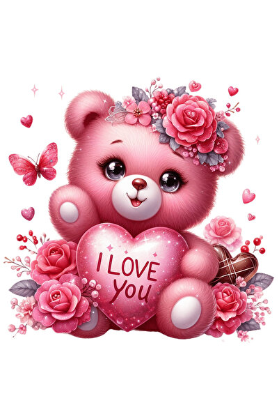 StoryGift Romania Sticker Adeziv 90CM cu o ursoaica de plus care tine o inima...