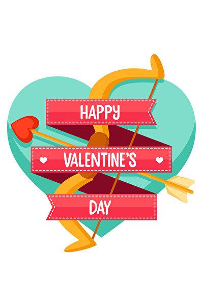 StoryGift Romania Sticker Adeziv 90CM Cu Mesaj In Engleza Happy Valentine's Day, Inima, Sageata, Arc, cu Margin