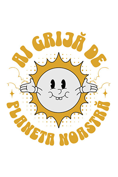 StoryGift Romania Sticker Autocolant 70CM cu Soare Fericit Brate Deschise Tex...