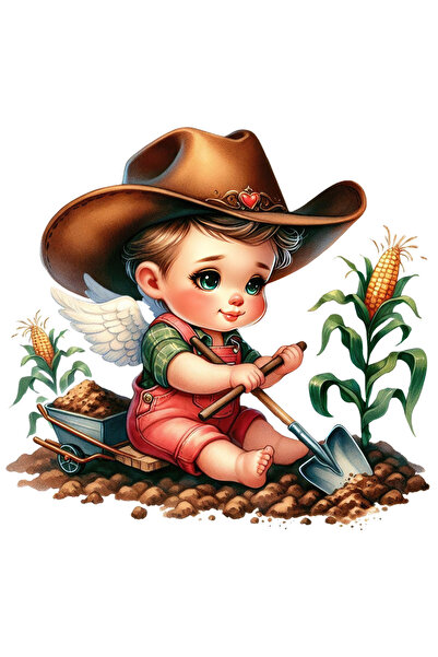 StoryGift Romania Sticker Eticheta 50CM cu un bebelus care sapa, ilustratie, ...