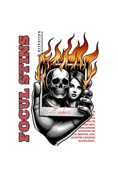 StoryGift Romania Sticker Autocolant 70CM Adeziv Focul stins al inimi poza in flacari despartire cu Margini Albe