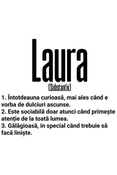 StoryGift Romania Sticker 23 Cm Cu Numele Laura, Si Mesaj Amuzant, Curioasa, ...