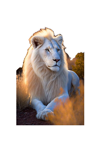 StoryGift Romania Sticker Adeziv 90CM cu Portret Leu, Leu cu Coama Blonda, Mare, Puternic, Animale Salbatice, c