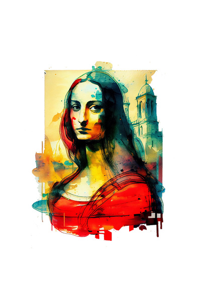 StoryGift Romania Sticker Eticheta 50CM Cu Pictura Still Mona Lisa, Tinuta Ro...