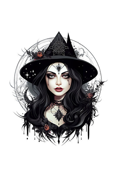 StoryGift Romania Sticker Autocolant 70CM cu o vrajitoare tanara frumusica, i...