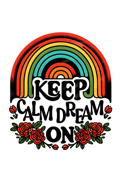 StoryGift Romania Sticker Adeziv 90CM cu mesajul "Keep calm, dream on", ilust...