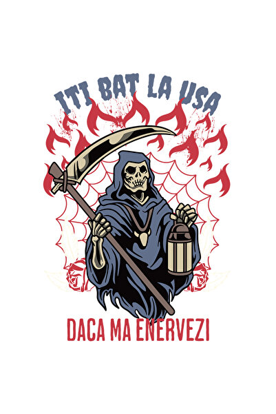 StoryGift Romania Sticker Autocolant 70CM Adeziv iti bat la usa moarte H4ALLowen film groaza cu Margini Albe, PV