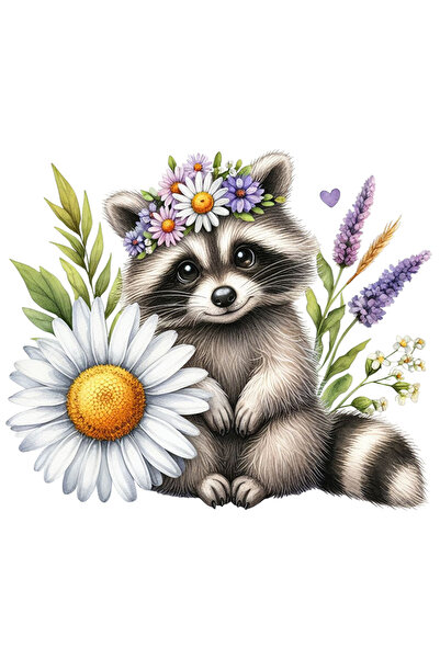 StoryGift Romania Sticker Cu Un Raton Care Sta In Natura, Mediu, Floricele, P...