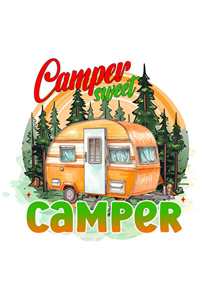 StoryGift Romania Sticker Autocolant 70CM cu mesajul "Camper, sweet camper", ...