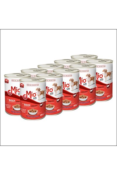 MİO Conserva caini❤️ 400 g, Mio Dog Hrana umeda pentru caini⭕ Adulti, Premium, Completa, cu vitel