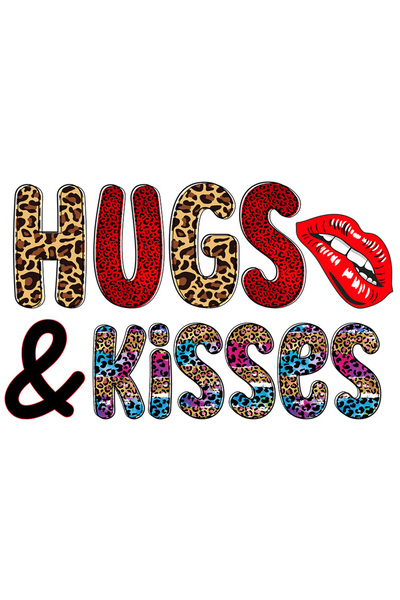 StoryGift Romania Sticker Eticheta 50CM cu mesajul "Hugs & Kisses", buze rosi...