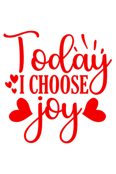 StoryGift Romania Sticker Autocolant 30CM Exterior cu inimioare si textul "Today I choose joy" - azi aleg bucuri