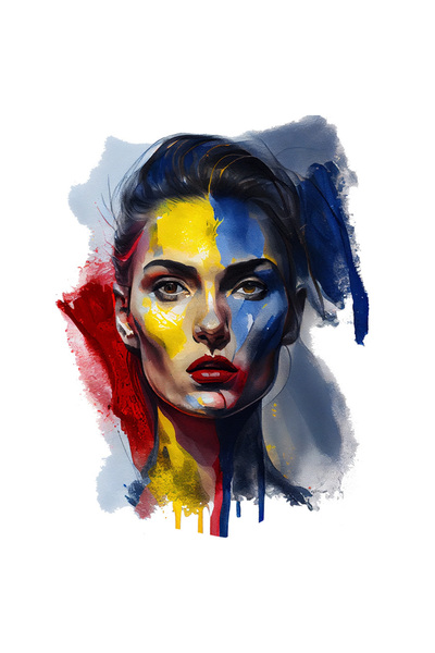 StoryGift Romania Sticker Adeziv 90CM Cu Portret Fata, Pictura Curgatoare Ste...