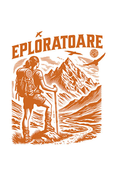 StoryGift Romania Sticker Adeziv 90CM Adeziv femeie in munte exploratoare femeie puternica cu Margini Albe, PVC