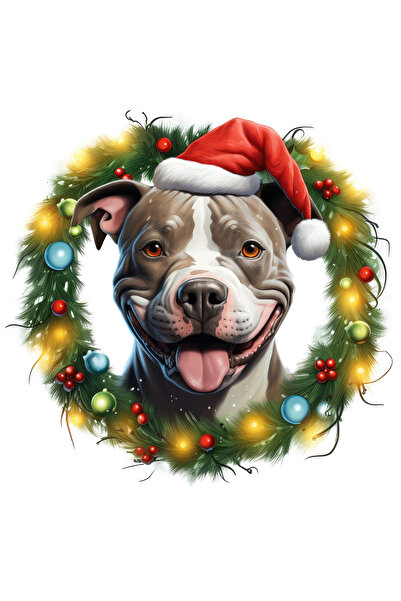 StoryGift Romania Sticker Cu Un Caine Boxer Vesel, Caciula De Craciun, Lumini...