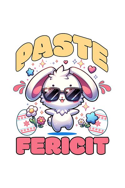 StoryGift Romania Sticker Adeziv 90CM cu Iepure Cool Alb Cu Ochelari De Soare oua Colorate Text Paste fericit, F