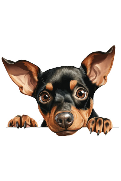 StoryGift Romania Sticker Autocolant 70CM cu un catel curios, ilustratie, maro, negru, ilustratie, curiozitate,