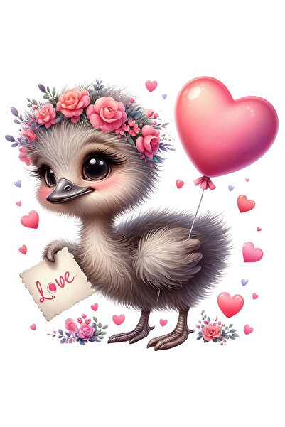 StoryGift Romania Sticker Autocolant 70CM cu un puisor cenusiu care tine o fo...