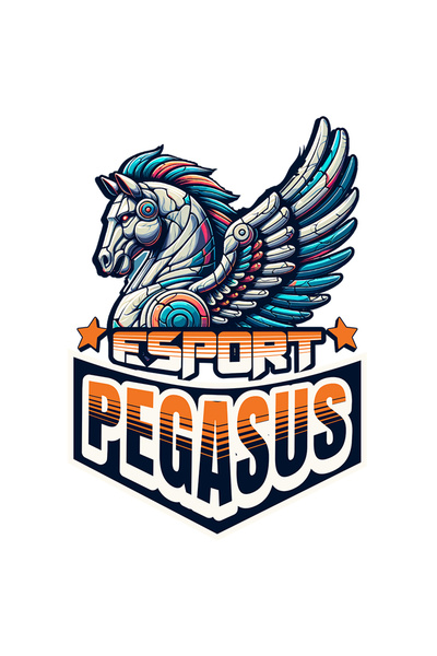 StoryGift Romania Sticker Autocolant 70CM Adeziv Pegasus Esports simbol unicorn robot colorat cu Margini Albe,