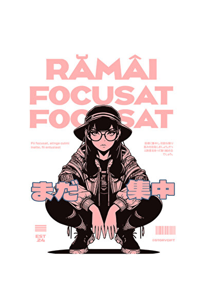 StoryGift Romania Adhesive Sticker 90CM Adhesive Stay Focused. urban woman anime style drawings with White Borders, PVC