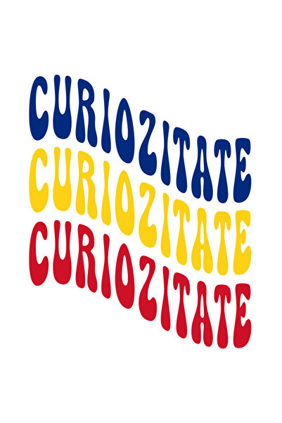 StoryGift Romania Sticker Autocolant 70CM Cuvantul Curiozitate, in Culorile Steagului Romaniei, Rosu, Galben, Al