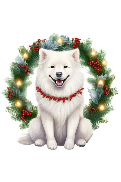 StoryGift Romania Sticker Eticheta 50CM cu un caine alb cu un lant din vasc la gat, ilustratie, coroana, sarbato