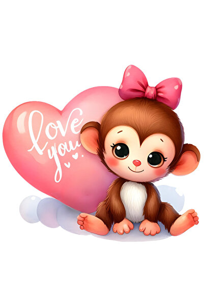 StoryGift Romania Sticker Autocolant 70CM cu maimutica si cu inima cu mesajul...