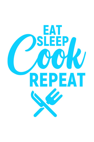 StoryGift Romania Sticker Adeziv 90CM Exterior cu mesajul "Eat sleep, cook, repeat" - mananca somn, gateste, rep