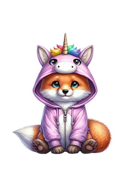 StoryGift Romania Sticker Autocolant 70CM cu o vulpita in costum de unicorn, ...