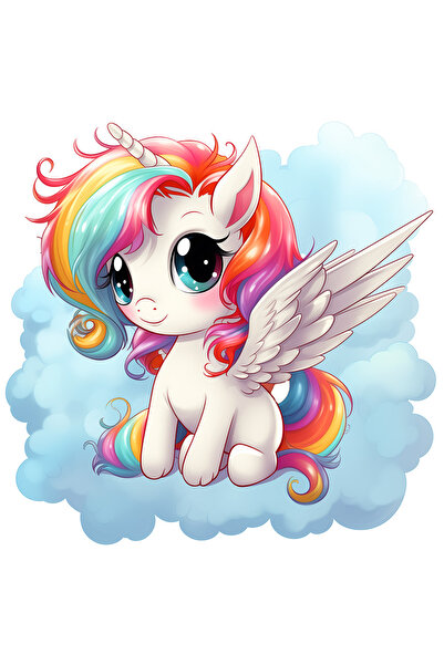 StoryGift Romania Sticker Eticheta 40CM cu un unicorn cu aripi, ilustratie, n...