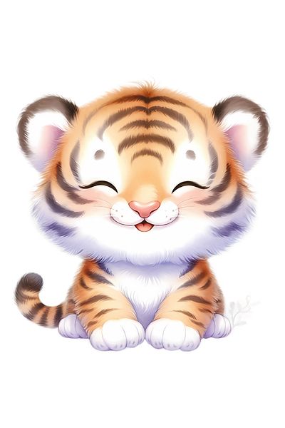 StoryGift Romania Sticker 70CM with a tiger cub, illustration, cheerful, good-natured, wild animal, nature